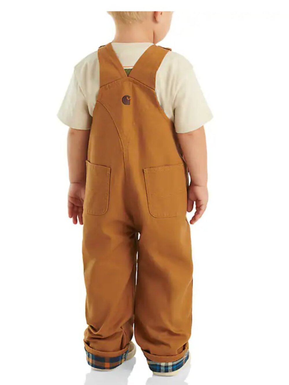 Carhartt Kids' Canvas Bib Overall Flannel-Lined in Carhartt Brown Sz 2T - Picture 2 of 10